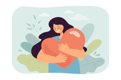 Free Vector | Young woman holding big heart