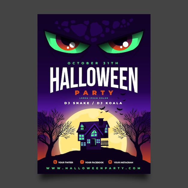 Free Vector | Hand drawn flat halloween party vertical poster template