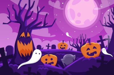 Free Vector | Hand drawn flat halloween background