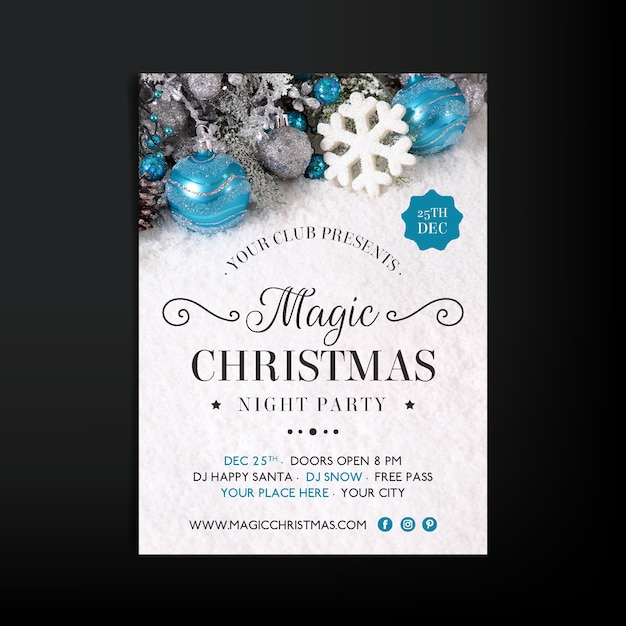 Free Vector | Christmas party poster template with photo