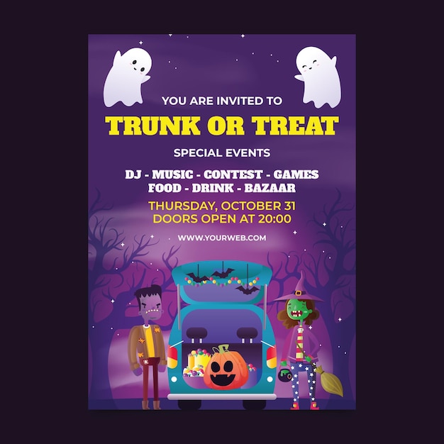 Free Vector | Gradient trunk or treat vertical poster template