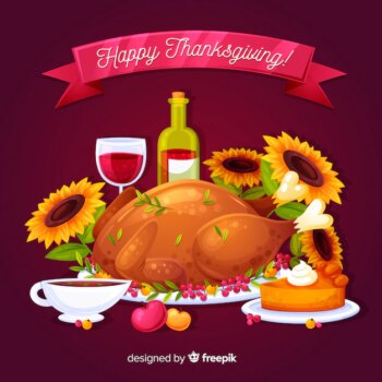 Free Vector | Thanksgiving day background in flat design with turkey