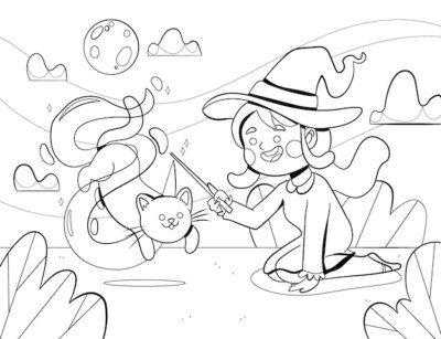 Free Vector | Hand drawn halloween coloring page illustration