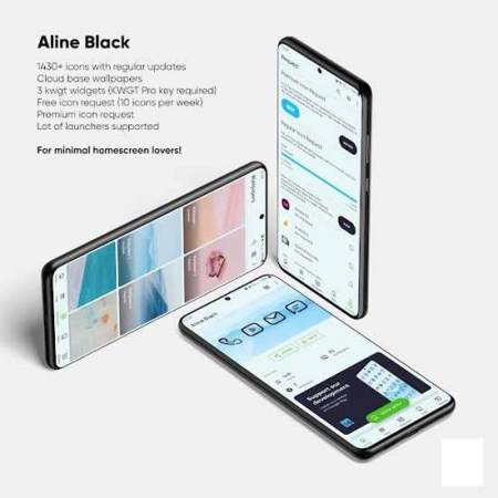 Aline Black linear icon pack Mod Apk, 