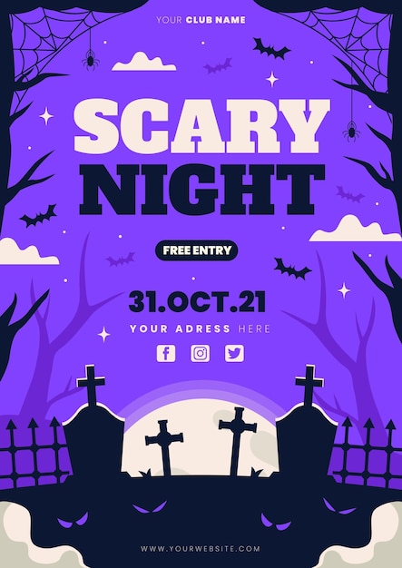 Free Vector | Hand drawn flat vertical halloween party flyer template