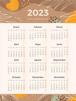 Free Vector | Hand drawn 2023 calendar template in spanish