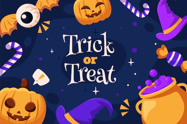 Free Vector | Flat halloween background illustration