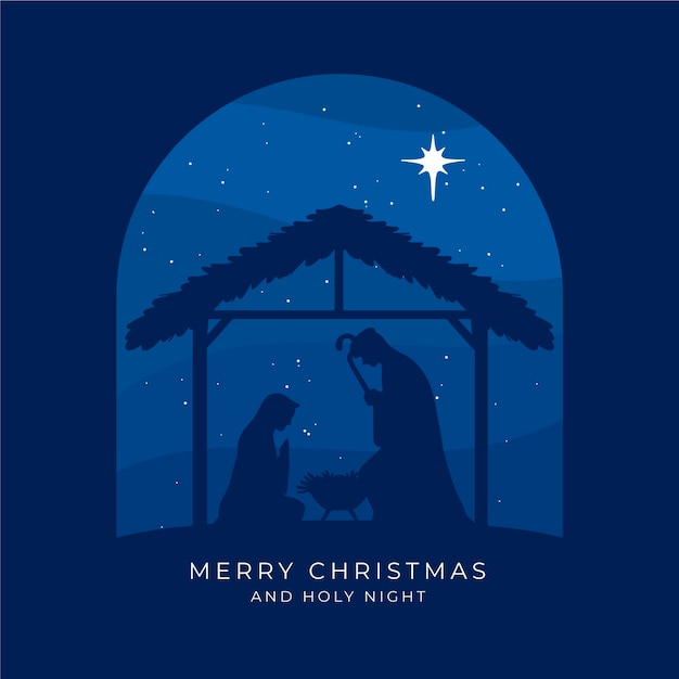 Free Vector | Silhouette nativity scene