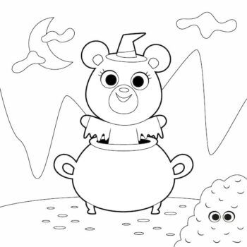 Free Vector | Flat halloween coloring page illustration