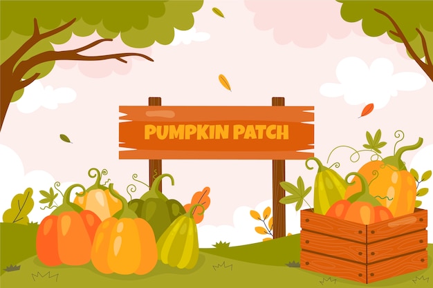 Free Vector | Hand drawn pumpkin patch illustration