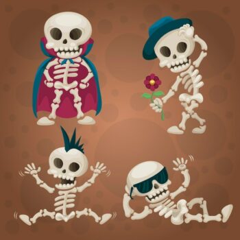 Free Vector | Hand drawn flat halloween skeletons collection