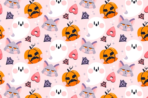 Free Vector | Flat halloween pastel pattern background