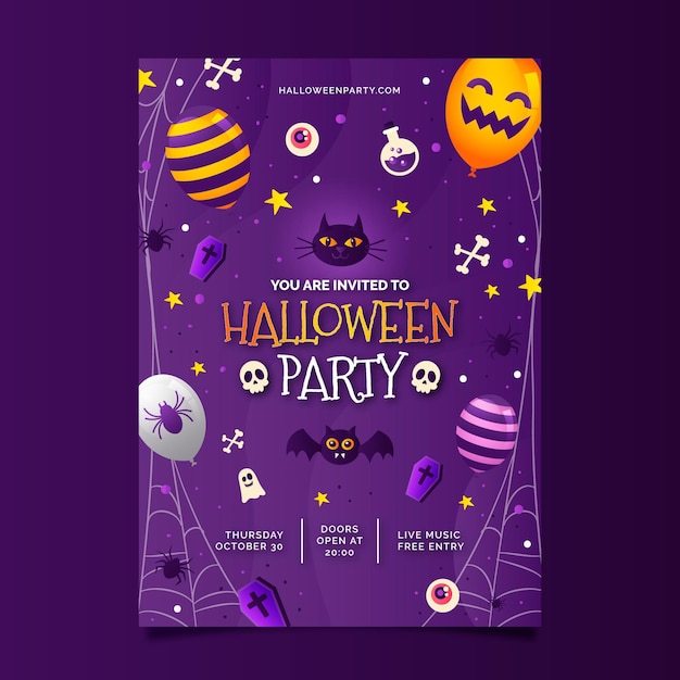 Free Vector | Gradient halloween party vertical poster template