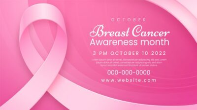 Free Vector | Realistic breast cancer awareness month horizontal banner template