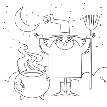 Free Vector | Flat halloween coloring page illustration