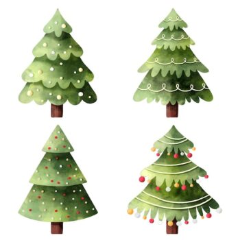 Free Vector | Watercolor christmas trees collection