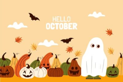 Free Vector | Hand drawn hello october background for autumn celebration