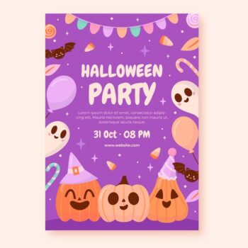 Free Vector | Flat halloween party invitation template