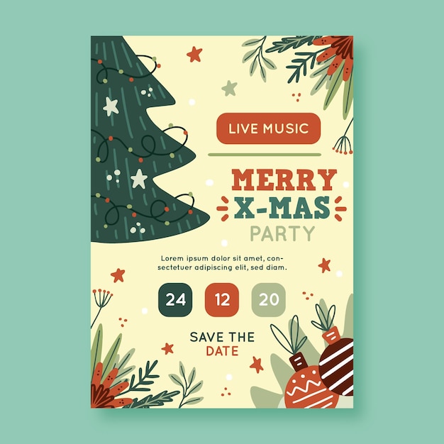 Free Vector | Hand drawn christmas party poster template