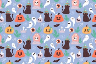 Free Vector | Flat halloween pastel pattern background