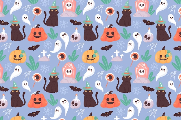 Free Vector | Flat halloween pastel pattern background