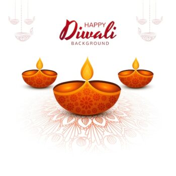 Free Vector | Decorative diwali oil lamp festival holiday background