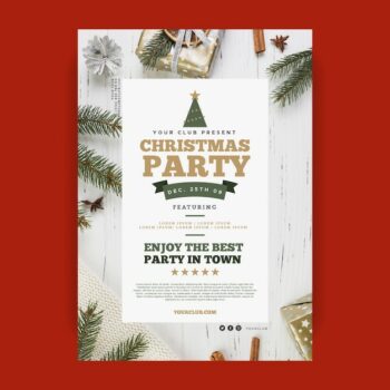 Free Vector | Christmas party poster template with photo