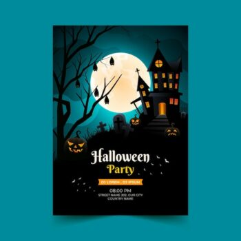 Free Vector | Gradient halloween party vertical poster template