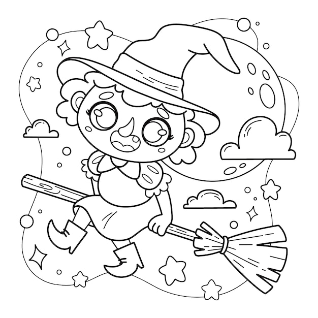 Free Vector | Halloween celebration coloring page illustration