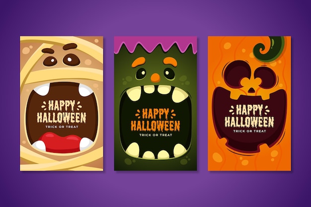 Free Vector | Hand drawn halloween card collection