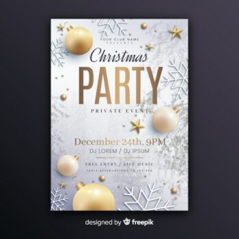 Free Vector | Christmas party poster template with photo