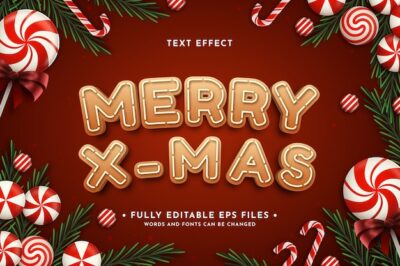 Free Vector | Christmas text effect with candies