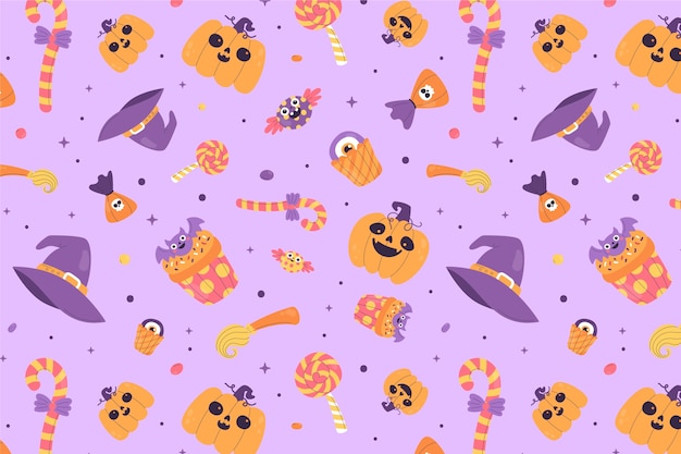 Free Vector | Flat halloween pastel pattern background