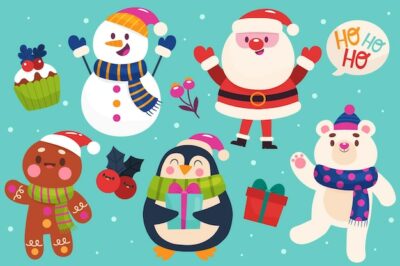 Free Vector | Hand drawn christmas characters collection