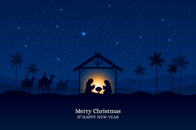 Free Vector | Silhouette nativity scene