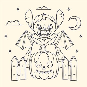 Free Vector | Hand drawn halloween coloring page illustration