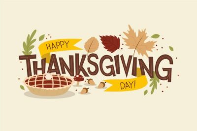 Free Vector | Flat thanksgiving text illustration