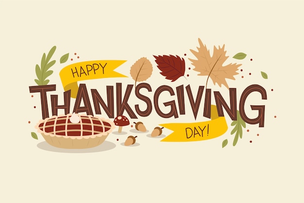 Free Vector | Flat thanksgiving text illustration