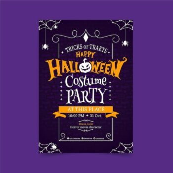 Free Vector | Hand drawn flat halloween party vertical flyer template