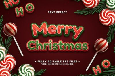 Free Vector | Christmas text effect with candies