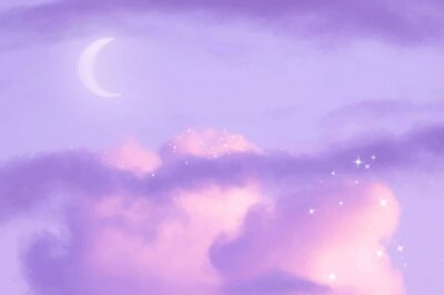Aesthetic dreamy background, purple cloudy sky vector, glitter design | Free Download