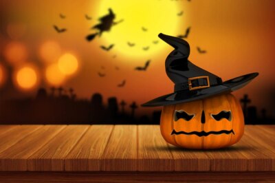 Free Photo | Halloween pumpkin on a wooden table