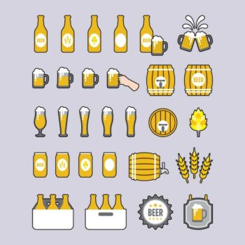 Free Vector | A set of beer icons in flat style