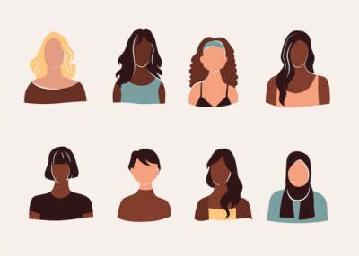 Free Vector | Abstract hand drawn women portrait collection