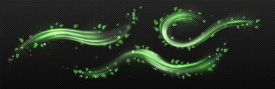 Free Vector | Abstract wind swirl with green leaves and sparkles