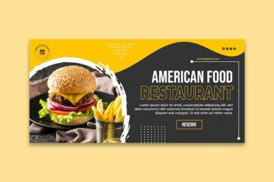 Free Vector | American fast food horizontal banner template
