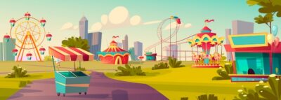 Free Vector | Amusement park, carnival or festive fair cartoon