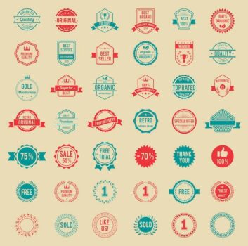 Free Vector | Assorted designs colored vintage badges and labels