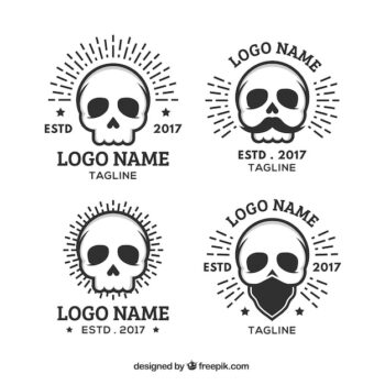 Free Vector | Assortment of flat skull logos