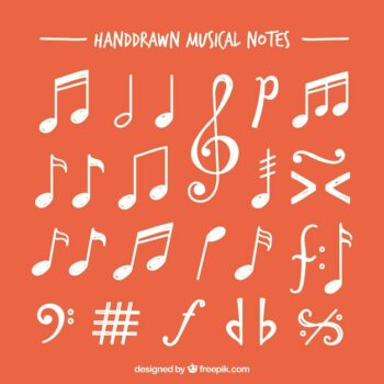 Free Vector | Assortment of white hand-drawn musical notes